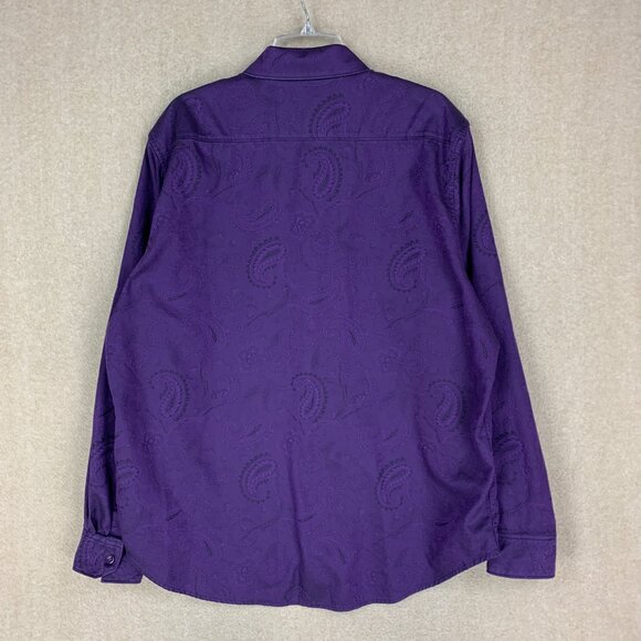 ROBERT GRAHAM SHIRT 2XL MENS BUTTON UP PURPLE PAISLEY VICTORIAN FLIP CUFF - Picture 7 of 14